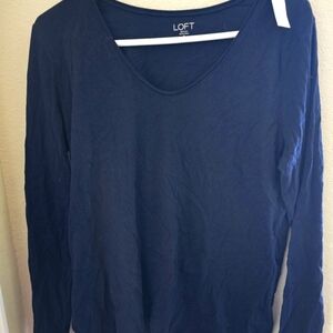 NWT Loft Outlet navy long sleeve tee, 100% cotton, size medium